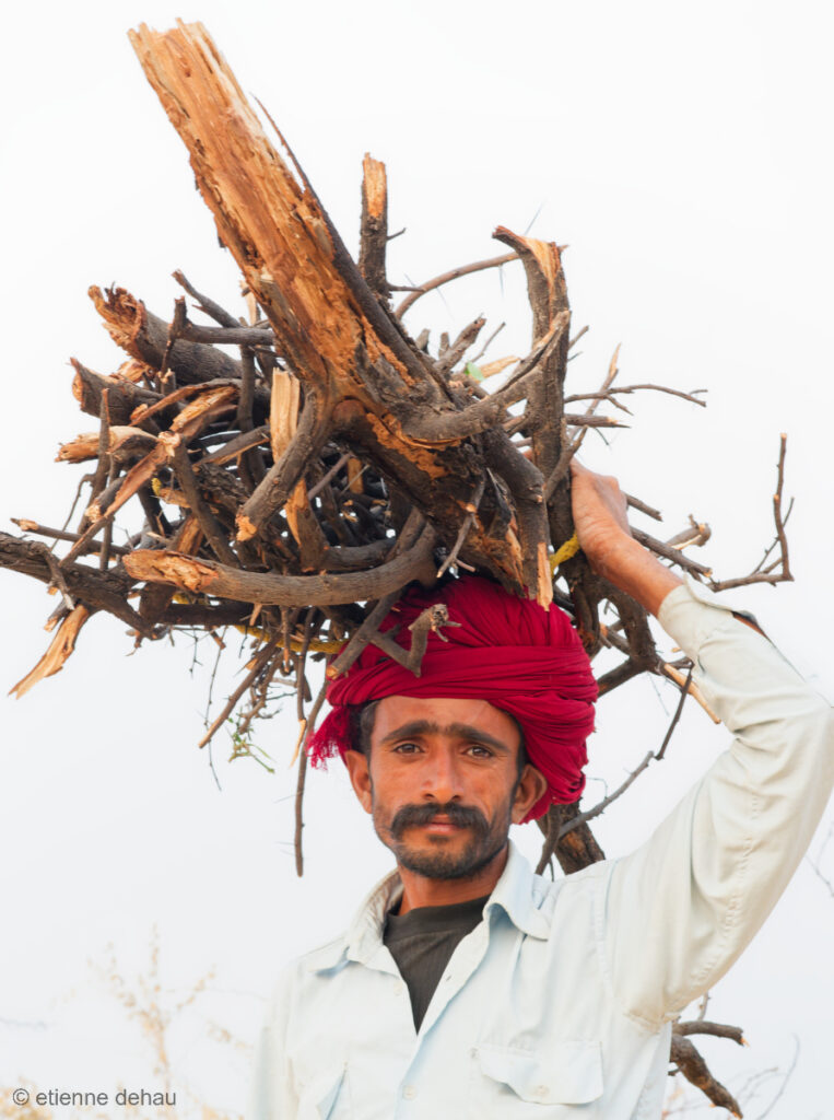 portrait d'un nomade transportant du bois à la foire de Puskhar