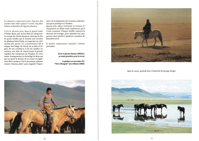 reportage sur la Mongolie en Asie dans la revue Equus