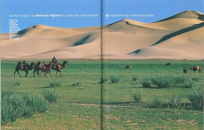 reportage dans le magazine Geo sur le désert de Gobi, l'hiver, en Mongolie