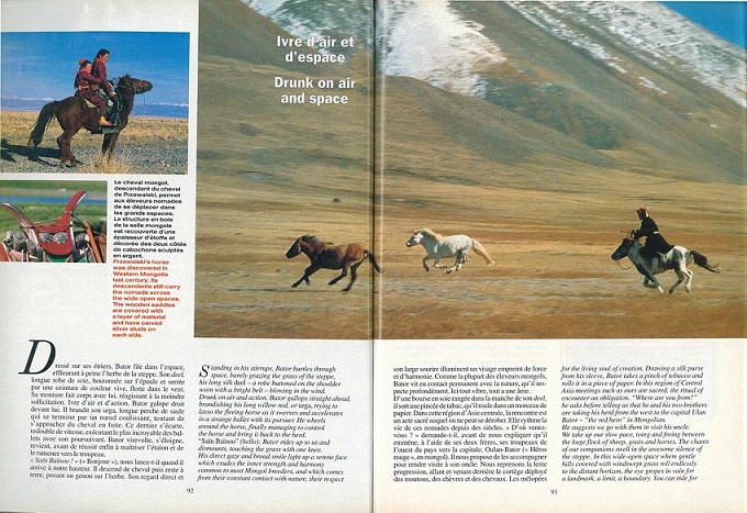 reportage sur la Mongolie et les  nomades dans la revue Atlas
