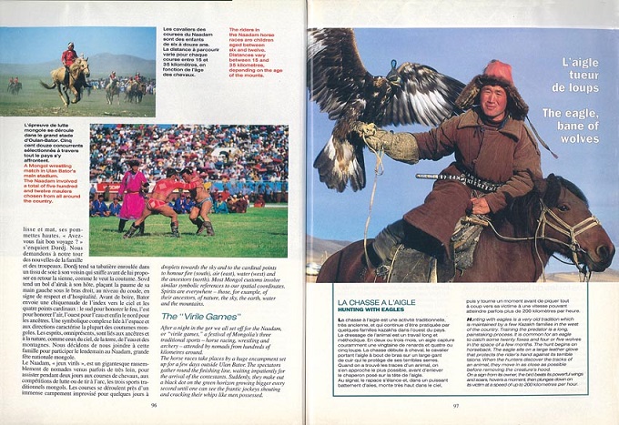 reportage sur la Mongolie et les  nomades dans la revue Atlas