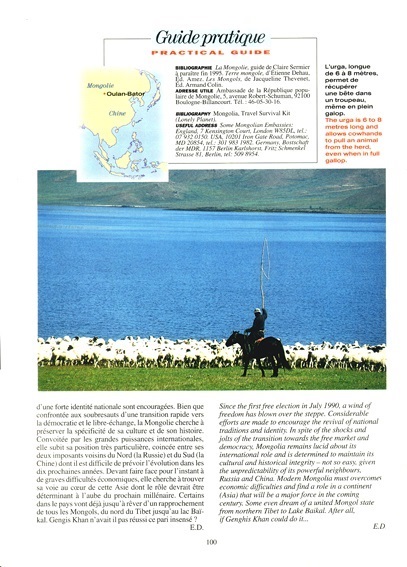 reportage sur la Mongolie et les  nomades dans la revue Atlas