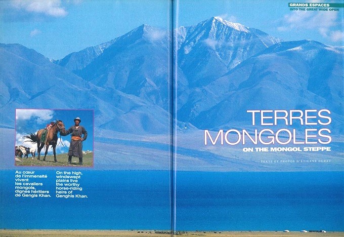 reportage sur la Mongolie et les  nomades dans la revue Atlas