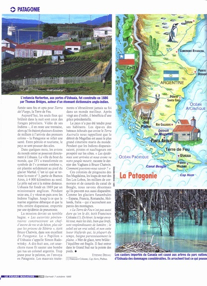 reportage dans le Figaro magazine sur la Terre de feu en Patagonie